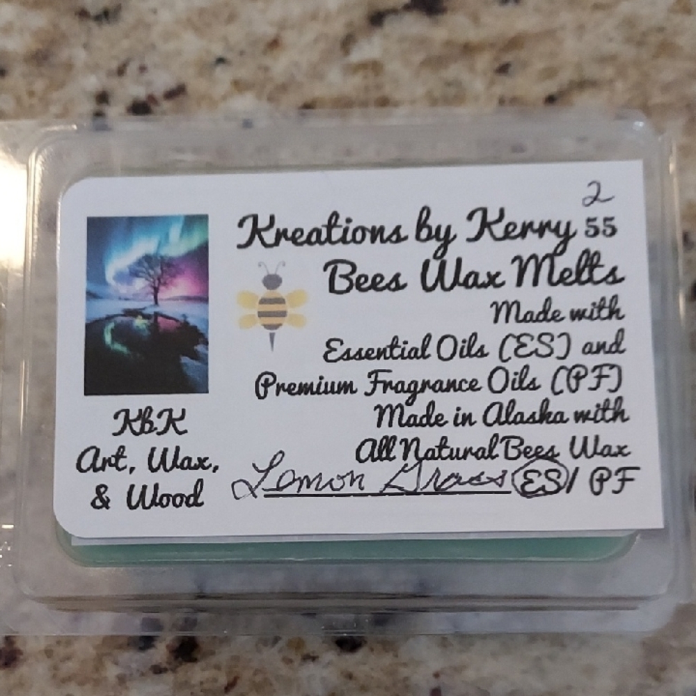 Lemon Grass Bees Wax Melts with Essential Oils - Natural and Non-Toxic